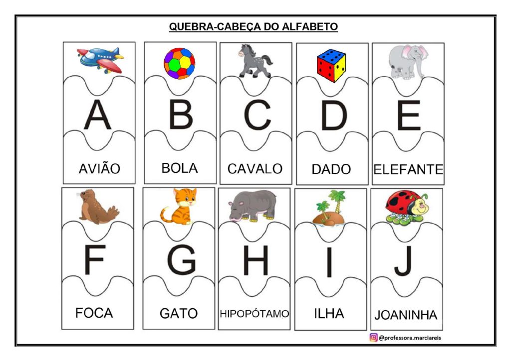 6 Atividades de Alfabetização e Letramento  ABC Quebra-cabeça + Pareamento  de palavras + Consciência silábica + Ditado mudo + Ortografia + Banco de  Palavras